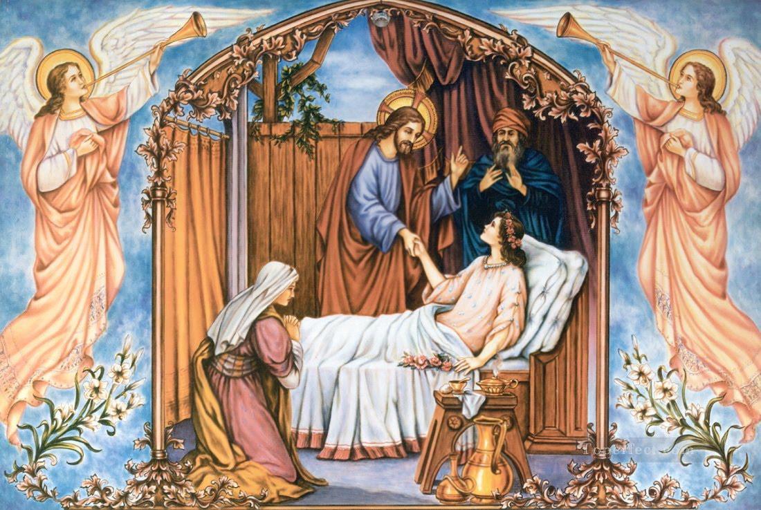 イエスはヤイロの娘を癒す宗教的クリスチャン油絵
